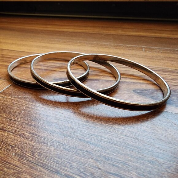 Etsy Black/Gold Bangle Bracelet Set - Picture 2 of 14